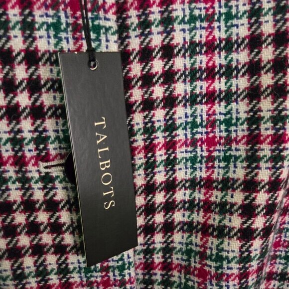Talbots NWT Green Red Black White Plaid 4 Button Flap Pocket Wool Blend Blazer S - Picture 4 of 6
